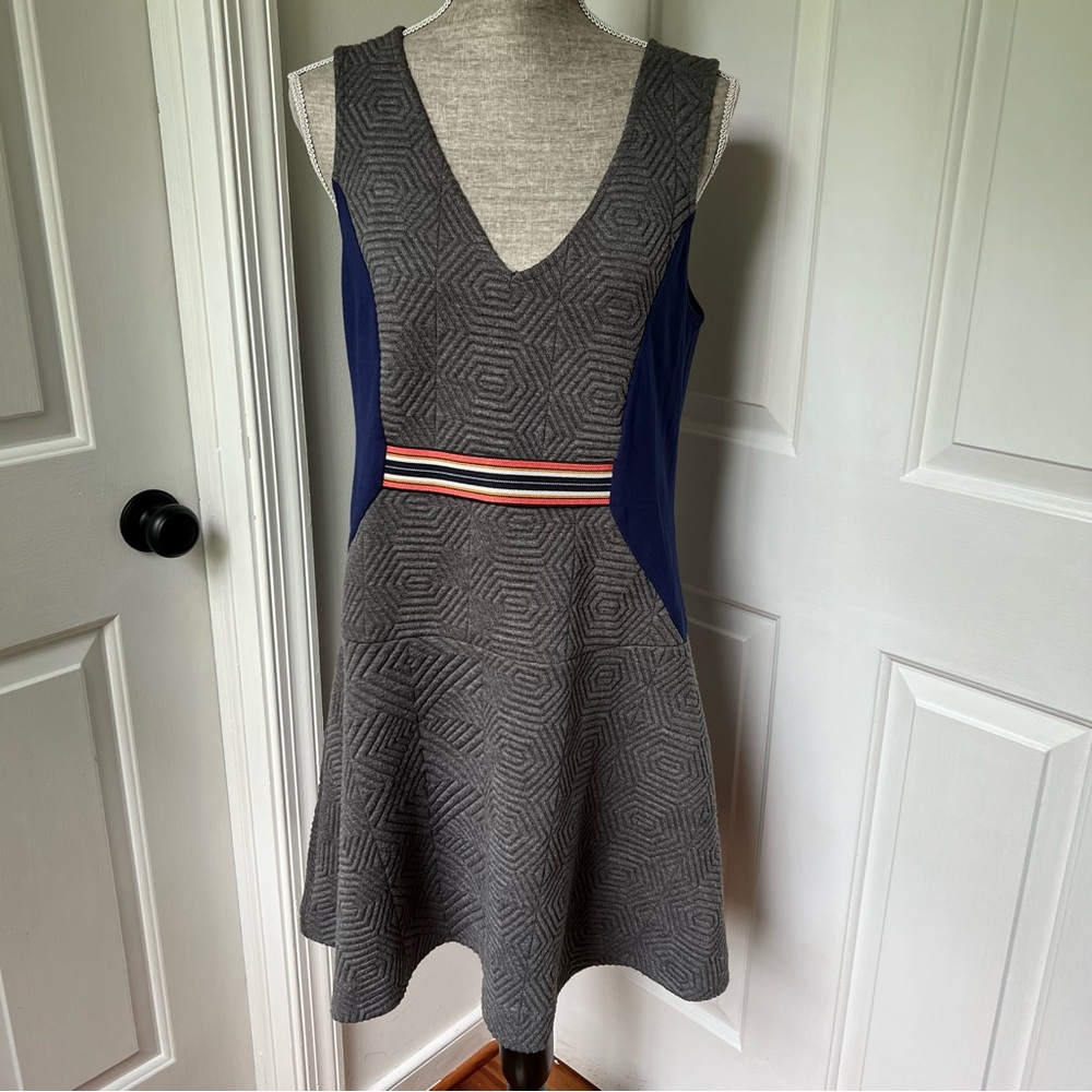 Maeve Gray and Blue Geometric Dress
